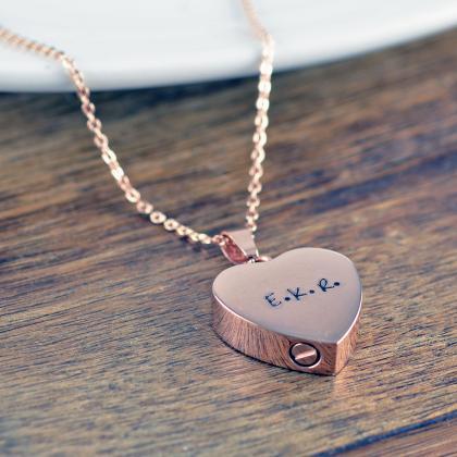 Rose Gold Heart, Personalized Cremation Jewelry,..