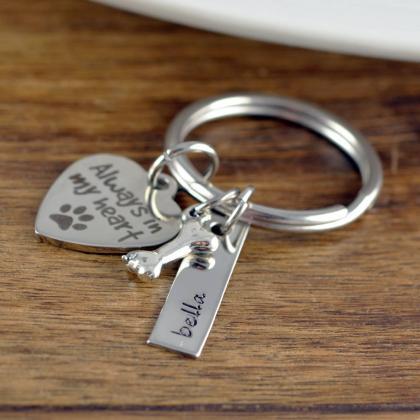 Always In My Heart Keychain, Dog Lover Gift..