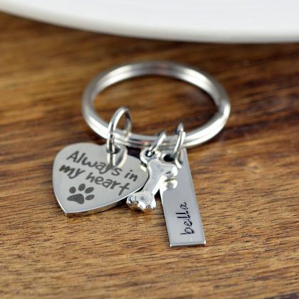 Always In My Heart Keychain, Dog Lover Gift..