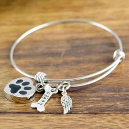 Personalized Dog Cremation Bracelet, Pet Memorial..