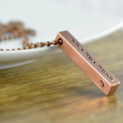 Personalized Copper Necklace - Copper Bar Necklace..