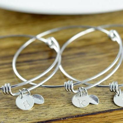 Silver Initial Bracelet - Personalized Initial..