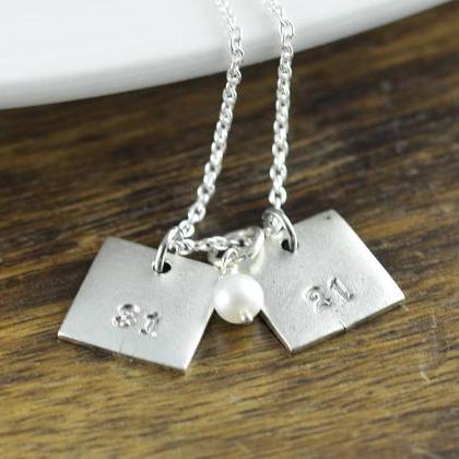 Number Necklace, Number Charm, Square Necklace,..