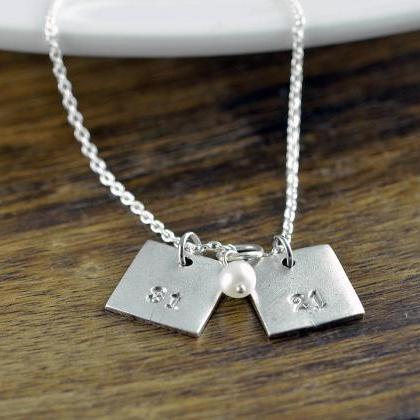 Number Necklace, Number Charm, Square Necklace,..