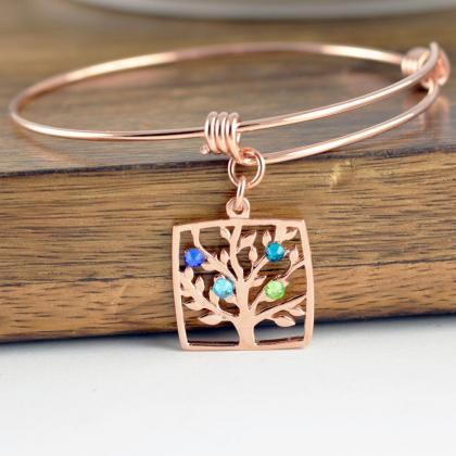 Rose Gold Family Tree Bracelet - Mo..