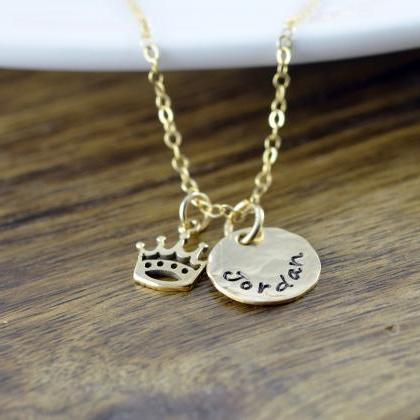 Crown Necklace, Royal Crown Charm, Personalized,..