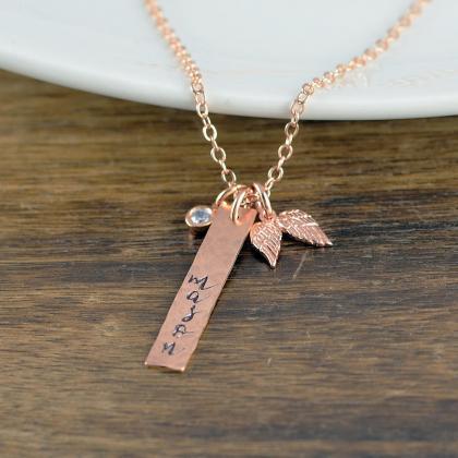 Rose Gold Necklace, Memorial Jewelr..