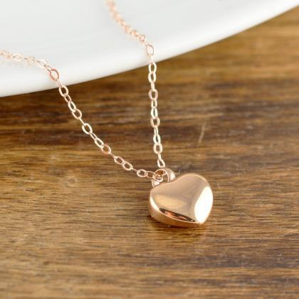 Rose Gold Heart Necklace - Cremation Jewelry, Ash..
