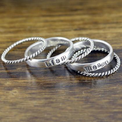Rings With Names Sterling Silver, Stacking Rings,..