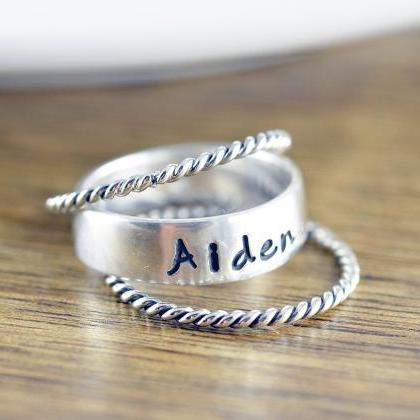 Mothers Ring - Stackable Name Rings - Gift For Mom..