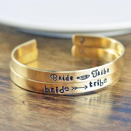Gold Cuff Bracelet, Bride Tribe, Bridesmaid Gift,..