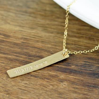 Gold Bar Necklace, Gold Necklace, Gold Name..