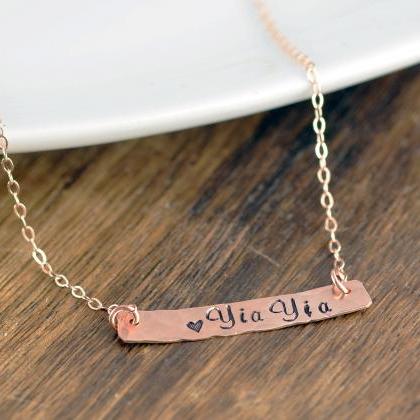 Rose Gold Bar Necklace, Personalized Bar Necklace,..