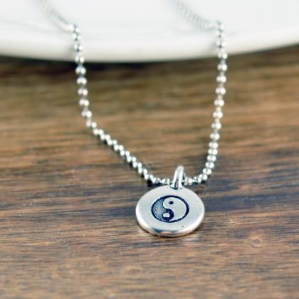 Silver Ying Yang Necklace -pendant Necklace - Mens..