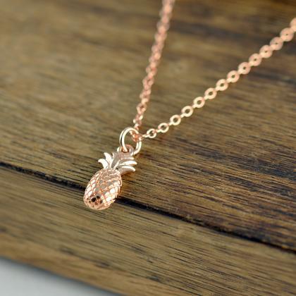 Rose Gold Pineapple Necklace, Pineapple Necklace,..