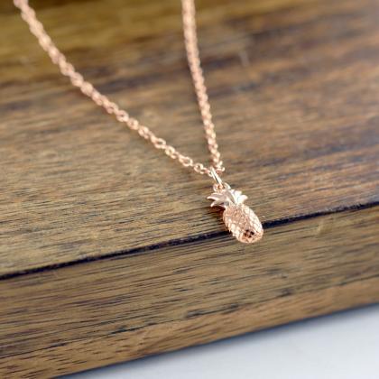 Rose Gold Pineapple Necklace, Pineapple Necklace,..