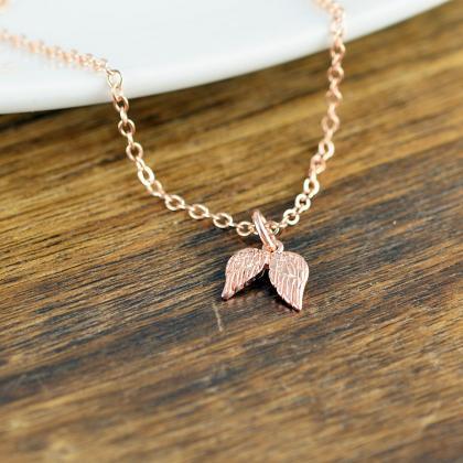 Rose Gold Wing Necklace, Sympathy N..