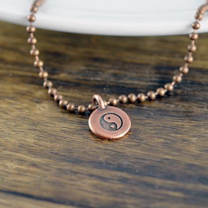 Copper Ying Yang Necklace -pendant Necklace - Mens..