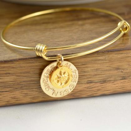 Rose Gold Coordinate Bracelet, Latitude Longitude..