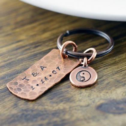 Copper Keychain - Ying Yang - Personalized..
