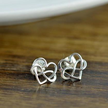 Sterling Silver Infinity Heart Earrings - Silver..