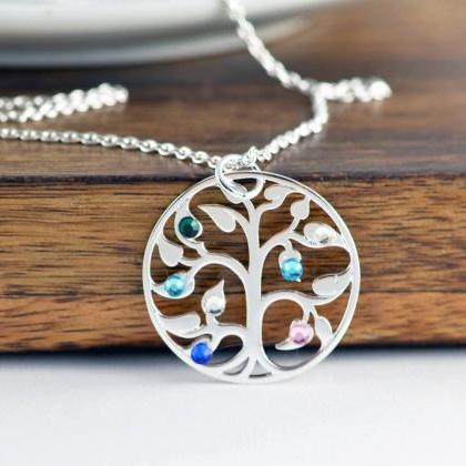 Silver Family Tree Necklace -..