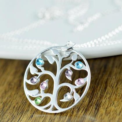 Silver Family Tree Necklace -..
