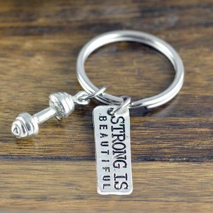 Fitness Keychain, Strong Is Beautiful Keychain,..