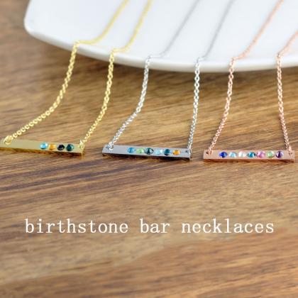 Bar Necklace With Birthstone, Birthstone Necklace..