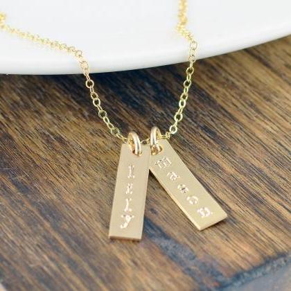 Gold Hand Stamped Personalized Mother Necklace,..