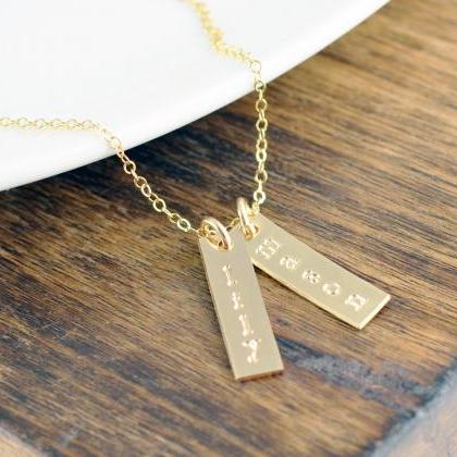 Gold Hand Stamped Personalized Mother Necklace,..