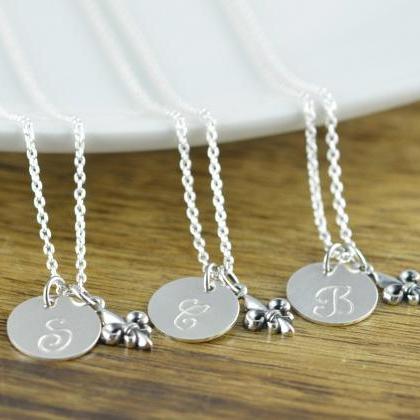 Fleur De Lis Necklace, Silver Initial Necklace,..
