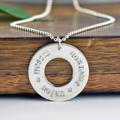 Hand Stamped Washer Necklace, Mother Necklace,..