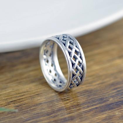Sterling Silver Woven Band - Cigar ..