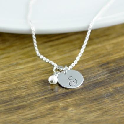 Silver Initial Necklace - Personalized Necklace..
