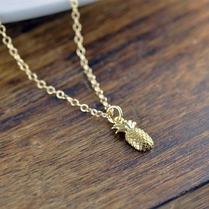 Gold Pineapple Necklace, Gold Pineapple Jewelry,..