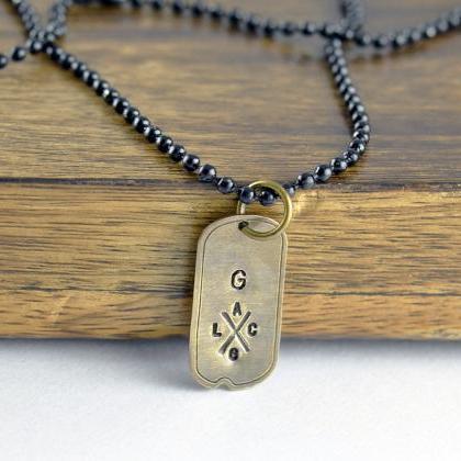 Mens Dog Tag Necklace - Hand Stamped Tag Necklace..