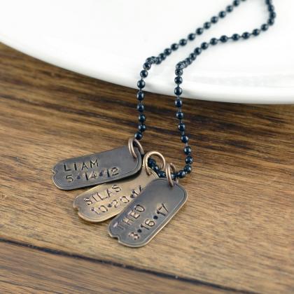 Mens Necklace, Mens Gift, Mens Jewelry, Dog Tag..