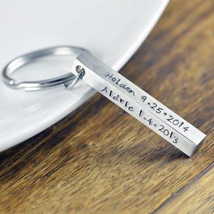 Personalized Hand Stamped Keychain - Fathers Day..