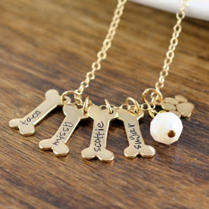 Gold Dog Bone Necklace, Dog Bone Ch..