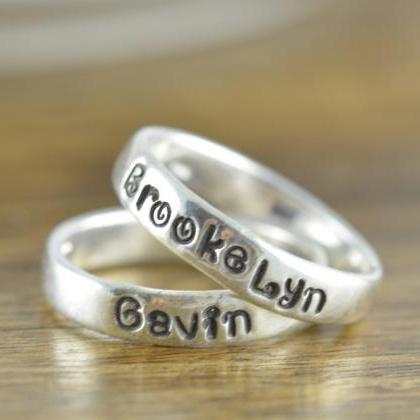 Stacking Rings, Hand Stamped Ring, Personalized..