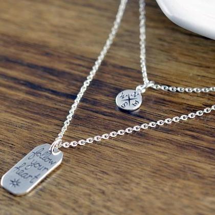 Sterling Silver Compass Necklace - Tiny Compass..