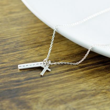 Cross Necklace, Silver Cross Necklace, Believe..