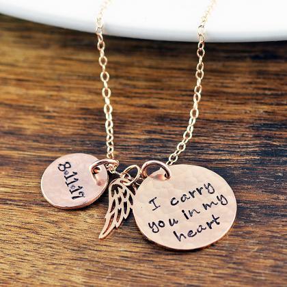 I Carry You In My Heart, Memorial Necklace,..