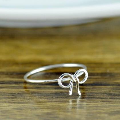 Sterling Silver Tiny Bow Ring, Bow Tie Ring, Tie..