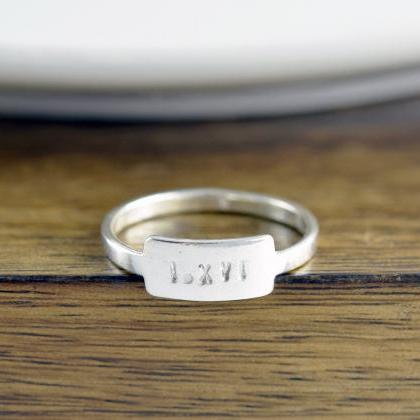 Name Ring, Sterling Silver Ring, Roman Numeral..