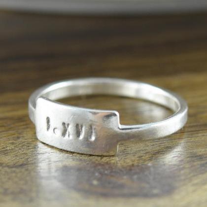 Name Ring, Sterling Silver Ring, Roman Numeral..