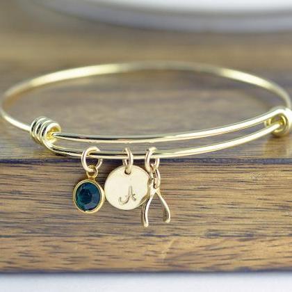 Gold Initial Bracelet - Hand Stamped Jewelry -..