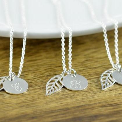 Silver Initial Necklace - Bridal Party Jewelry -..
