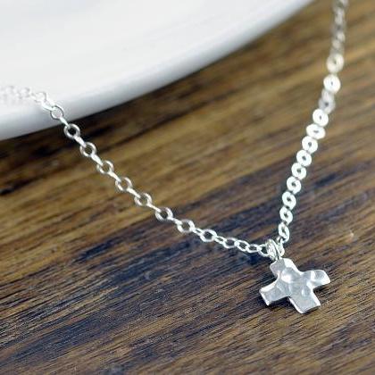 Silver Cross Necklace - Cross Necklace - Tiny..